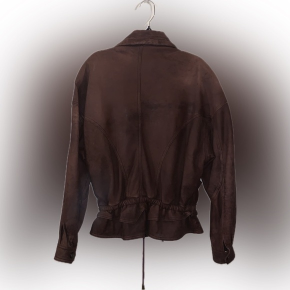 Vintage Nappa Lamb Sueded Leather Brown Bomber Jacket Coat 80s 90s 36 Medium - Picture 3 of 17